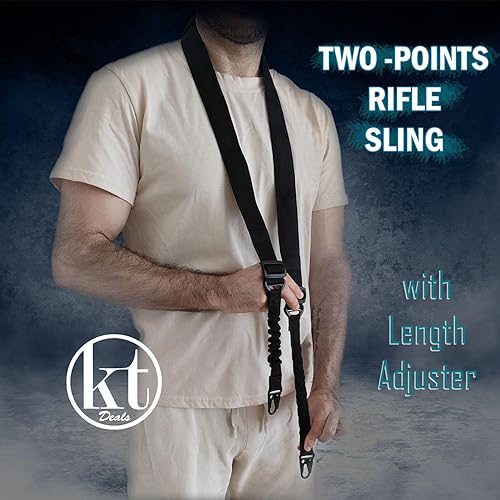 Miniatura 2 de Eslinga táctica para rifle de 2 puntos, correa de hombro ajustable de dos puntos con ganchos de metal, rápida y fácil, correa de hombro para rifle