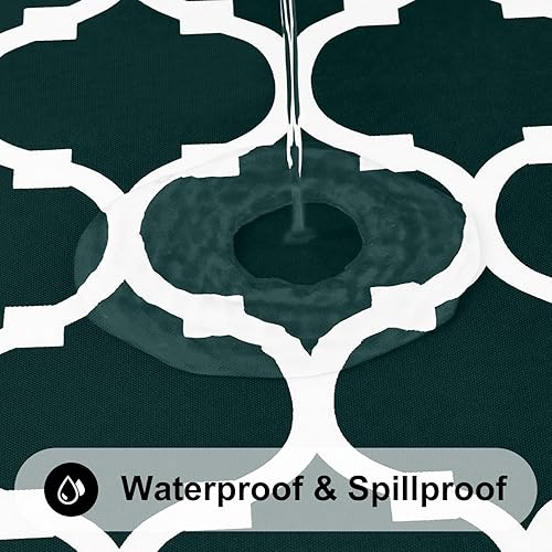 Miniatura 49 de Smiry - Mantel redondo de vinilo ajustable con bordes elásticos y parte trasera de franela, mantel de vinilo impermeable, lavable, diseño enrejado