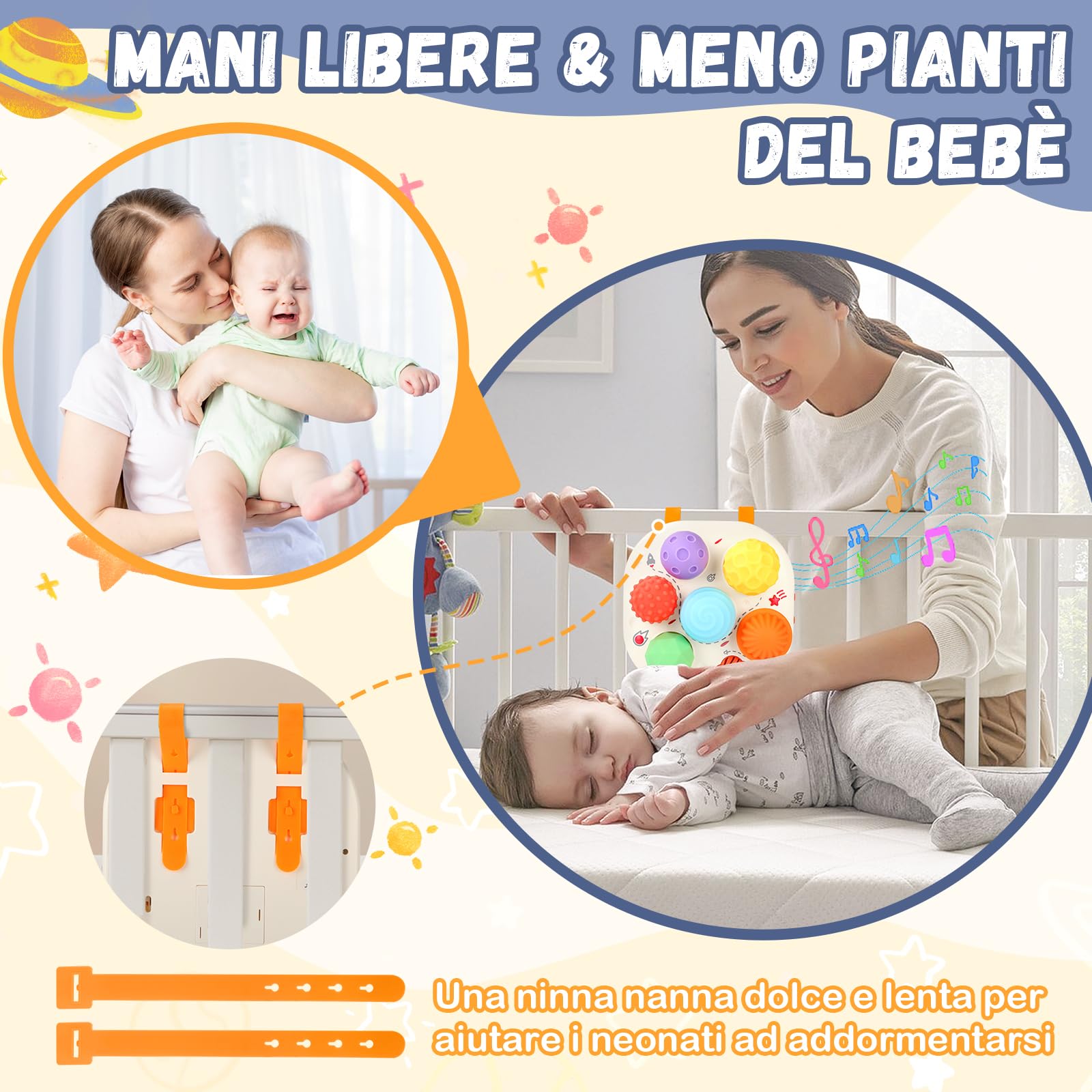 YOOHBERRYS Giochi Musicali Neonato per 1 2 3 Anno, Giochini Montessori con Musica e Luci, Musicali Bambini con 6 Palle Sensoriali, Giocattoli Educativi Precoci, Compleanno Regali Gioco per Bambino