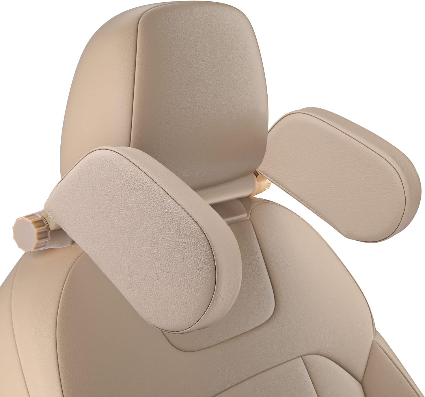 Car Seat Headrest Pillow With Side Support – 360° Swivel, Memory Foam, Fits Most Car Seat Poles (Coffee)