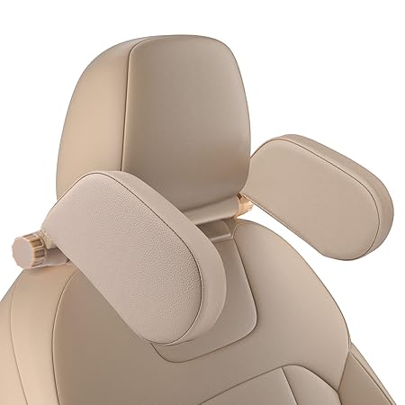 Heapany Car Seat Headrest Pillow, 360? Adjustable Car Seat Head Neck Support Rest Cushion, Travel Car Sleeping Pillow for Kids Adults-Beige