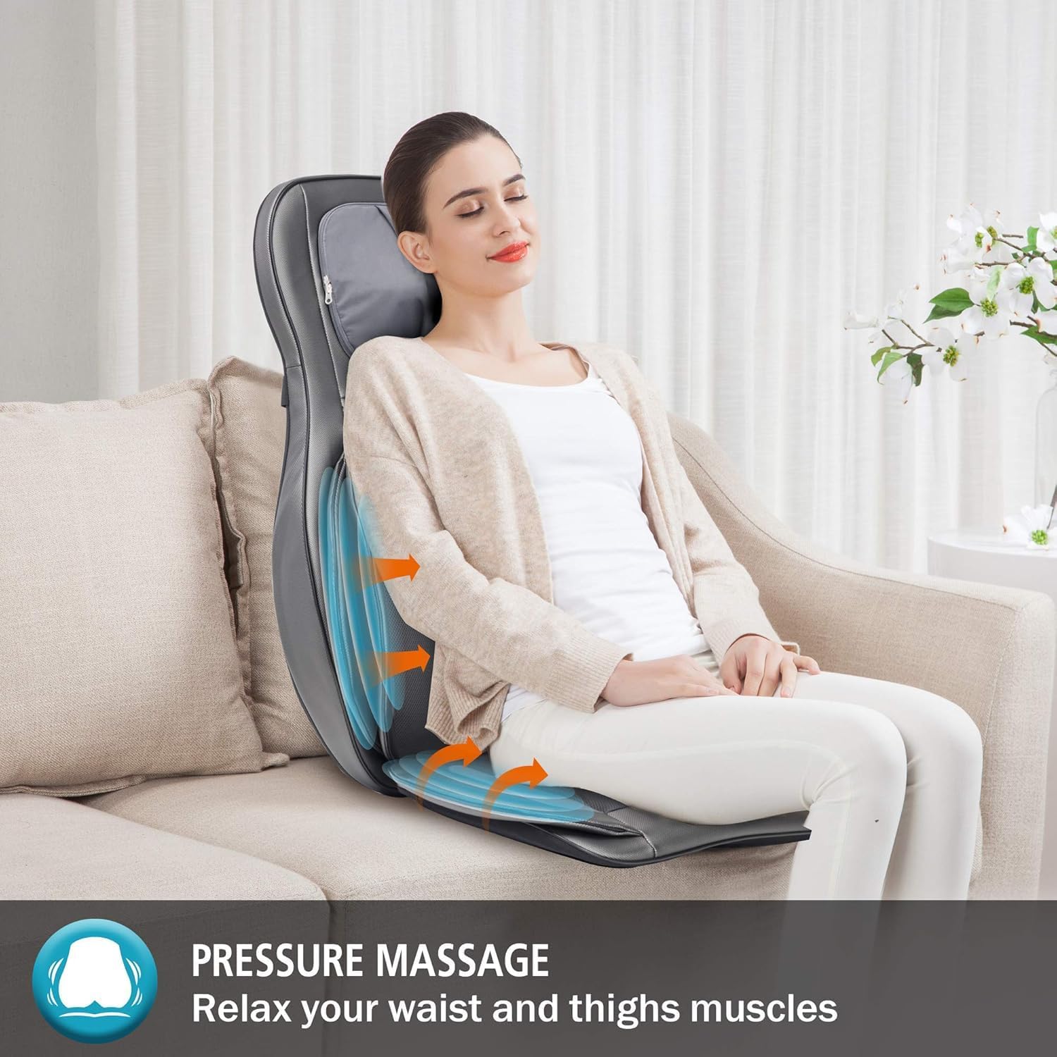 COMFIER Massager Chair with Heat, Shiatsu Neck Back Massager Portable with Compress & Rolling,Massage Chair Pad for Full Back,for Dad Mom Women Men