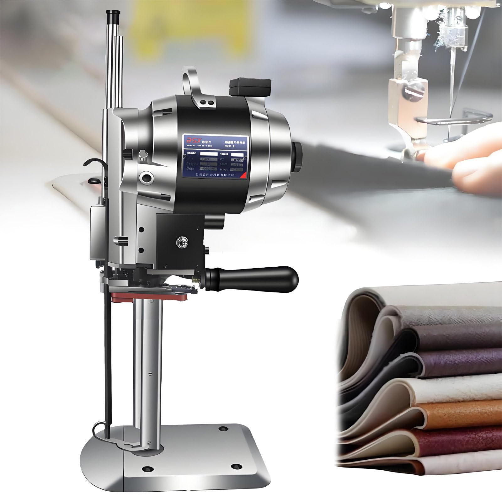 Taglierina elettrica per Tessuti, Macchina da Taglio Industriale per Tessuti da 1100 W/1200 W con affilatura Automatica della Lama, per Tessuti, Pelle e Stoffa da 12 Pollici