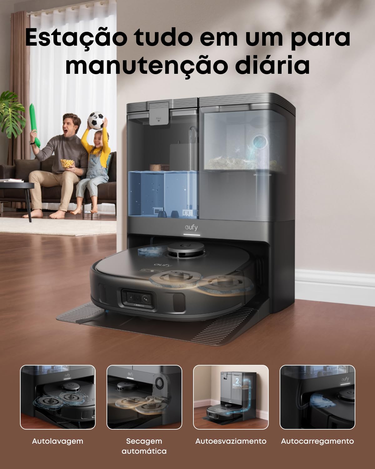 eufy X10 Pro Omni Robot Vacuum and Mop Combo, Incredible Suction, Dual Mops with 12 mm Auto-Lift and Carpet Detection, AI Obstacle Avoidance, Auto Mop Washing&Drying, Self-Emptying, Self-Refilling