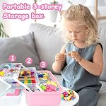 3000 Artisanat Fournitures pour les enfants Artisanats Kit Tout en 3 Boîte à artisanat en couches avec nettoyeurs de tuyaux Artisanat pour enfants 4-6, 6-8, 8-12 DIY Fournitures scolaires Matériel Set Jouets Cadeaux pour les filles Garçons, Rose