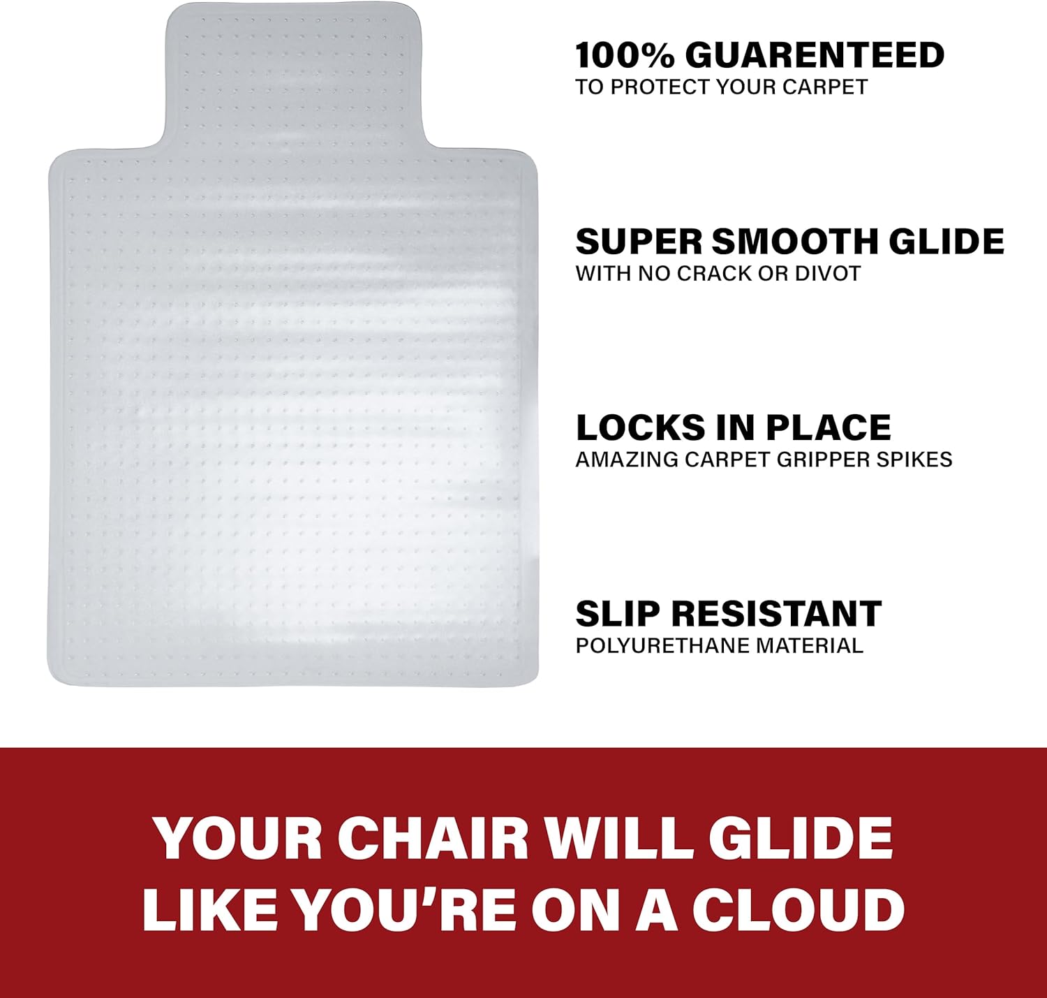 Romig Clear Hardwood Office Chair Mat (36×48″) – Anti-Slip Gripper Surface with Lip, Durable 2.2 mm Desk Chair Floor Protector