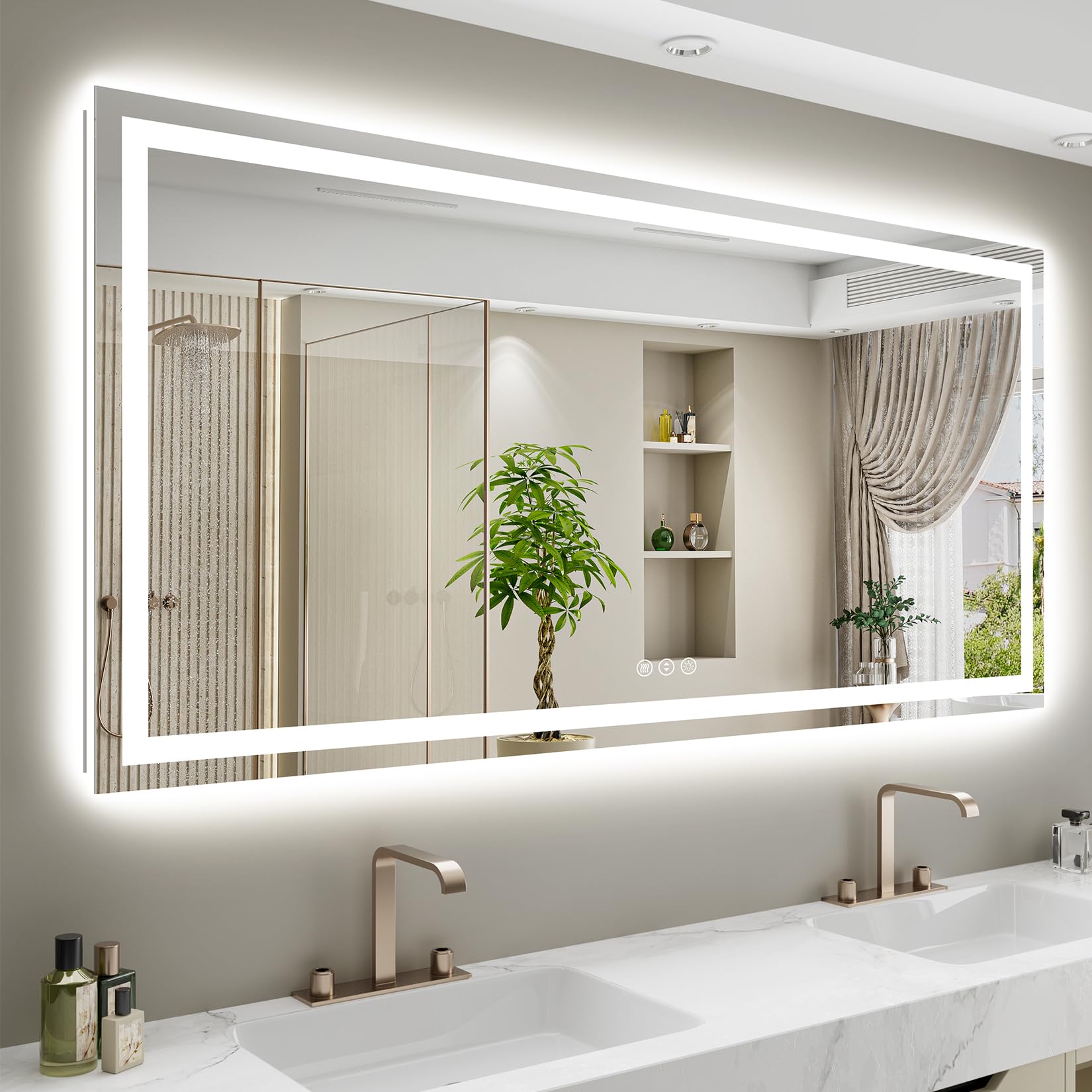 68x38 LED Bathroom Mirror with Lights, Lighted Vanity Mirror