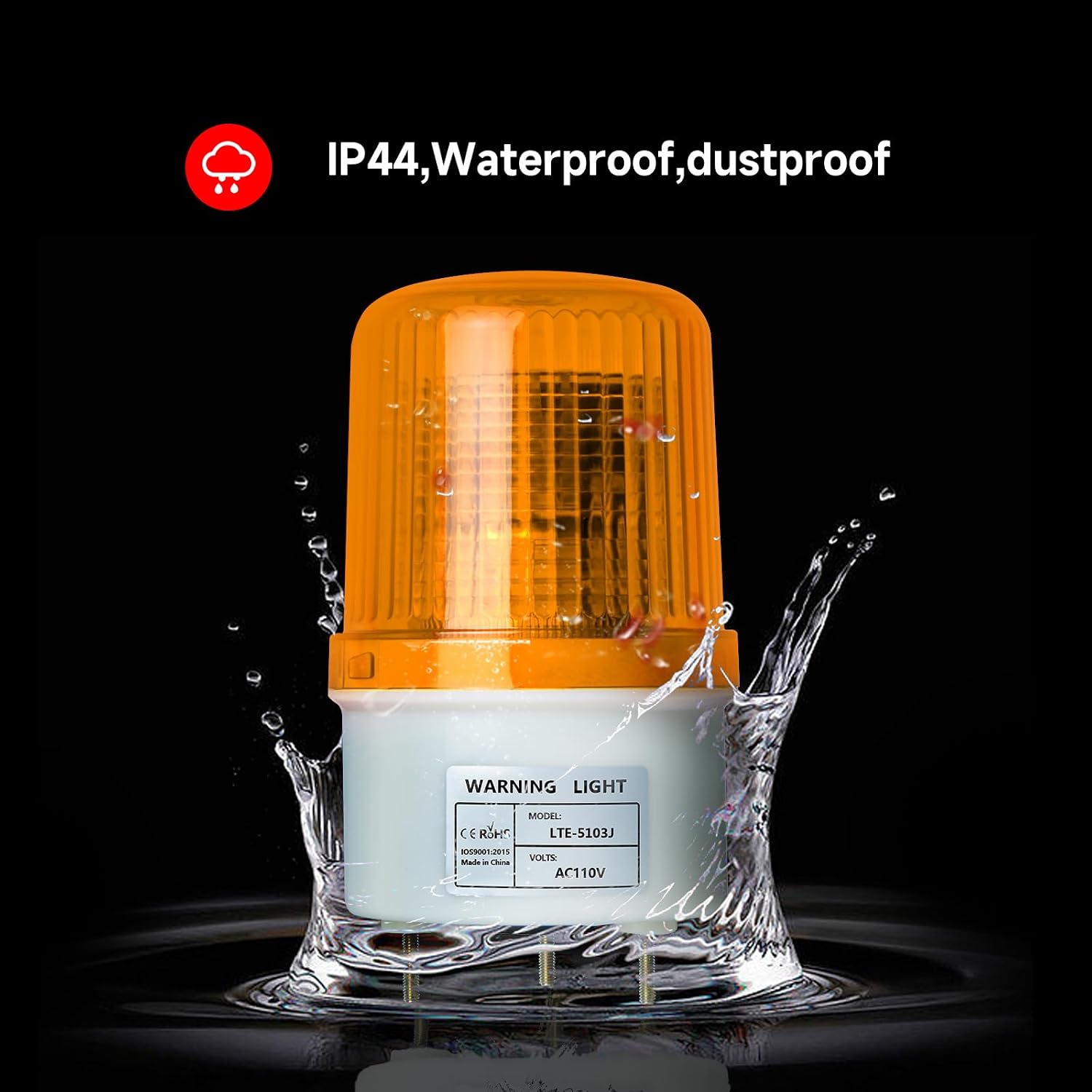 Strobe Light AC110V-120V Beacon Flashing Siren Light Amber Strobe Lights for Trucks with 90dB Loud Buzzer Emergency Lights for Vehicles