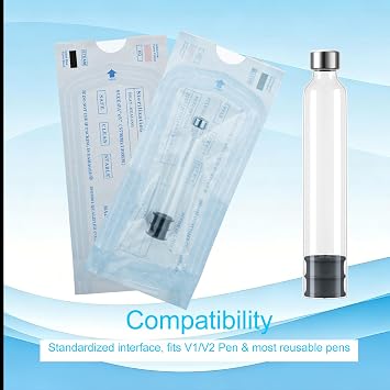 10 Pack 3ml Pen Cartridge Style Vials | Sterilized Empty and Individually Wrapped for V1-V2 Pens