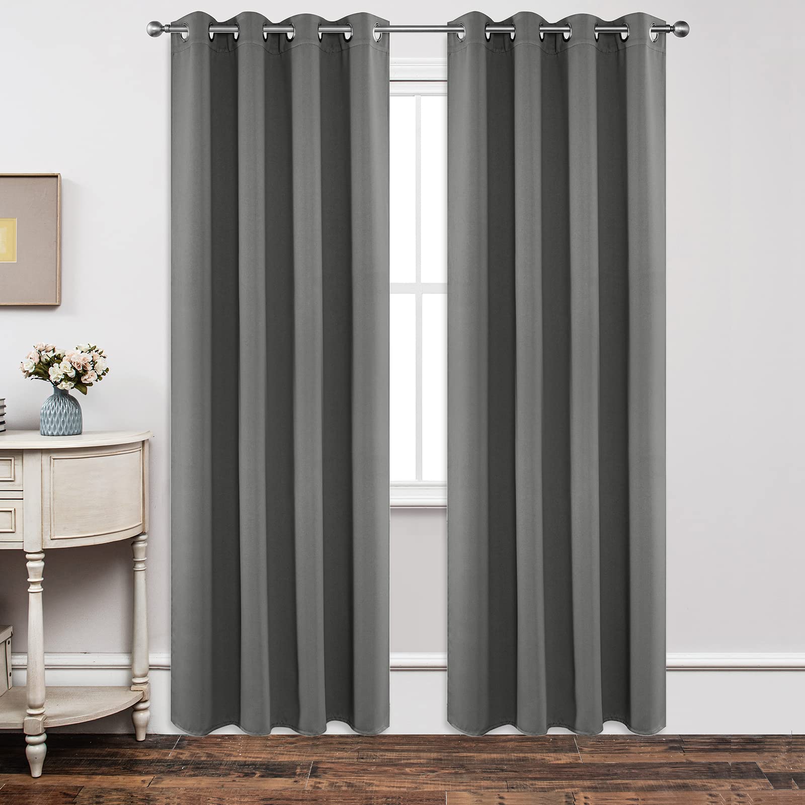 Joydeco Blackout Curtains 84 Inch Length 2 Panels Set, Thermal Insulated Long Drapes 2 Burg