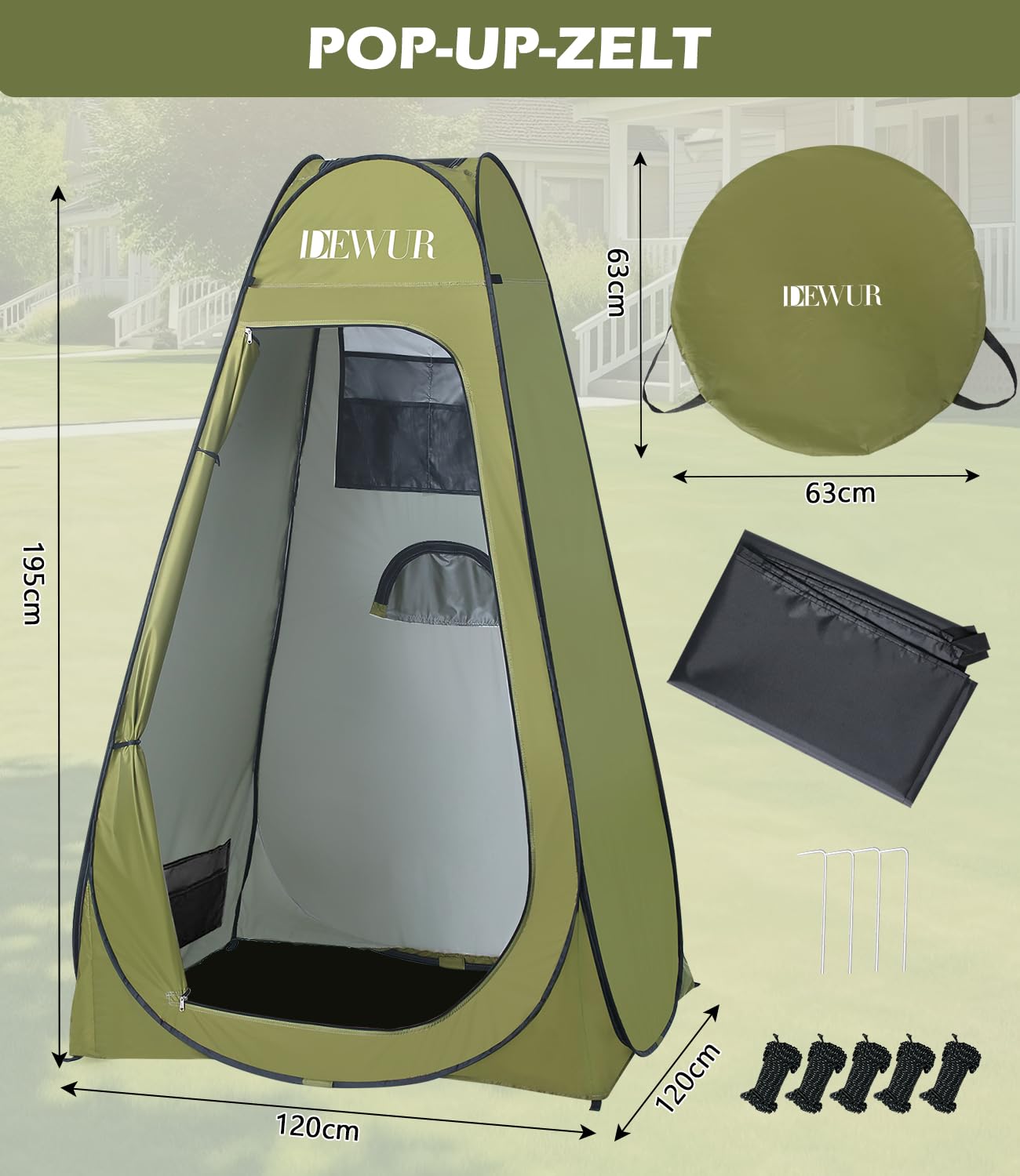 Tienda de campaña para baño con protección UV 50+, vestuario privado para exteriores
