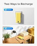 VEGER Portable Charger with Built-in AC Plug and Cables, All in One 10000mAh Ultra Slim Power Bank Travel Essentials, 15W Fast Charging Battery Pack Compatible with iPhone, Samsung, Android (Yellow)