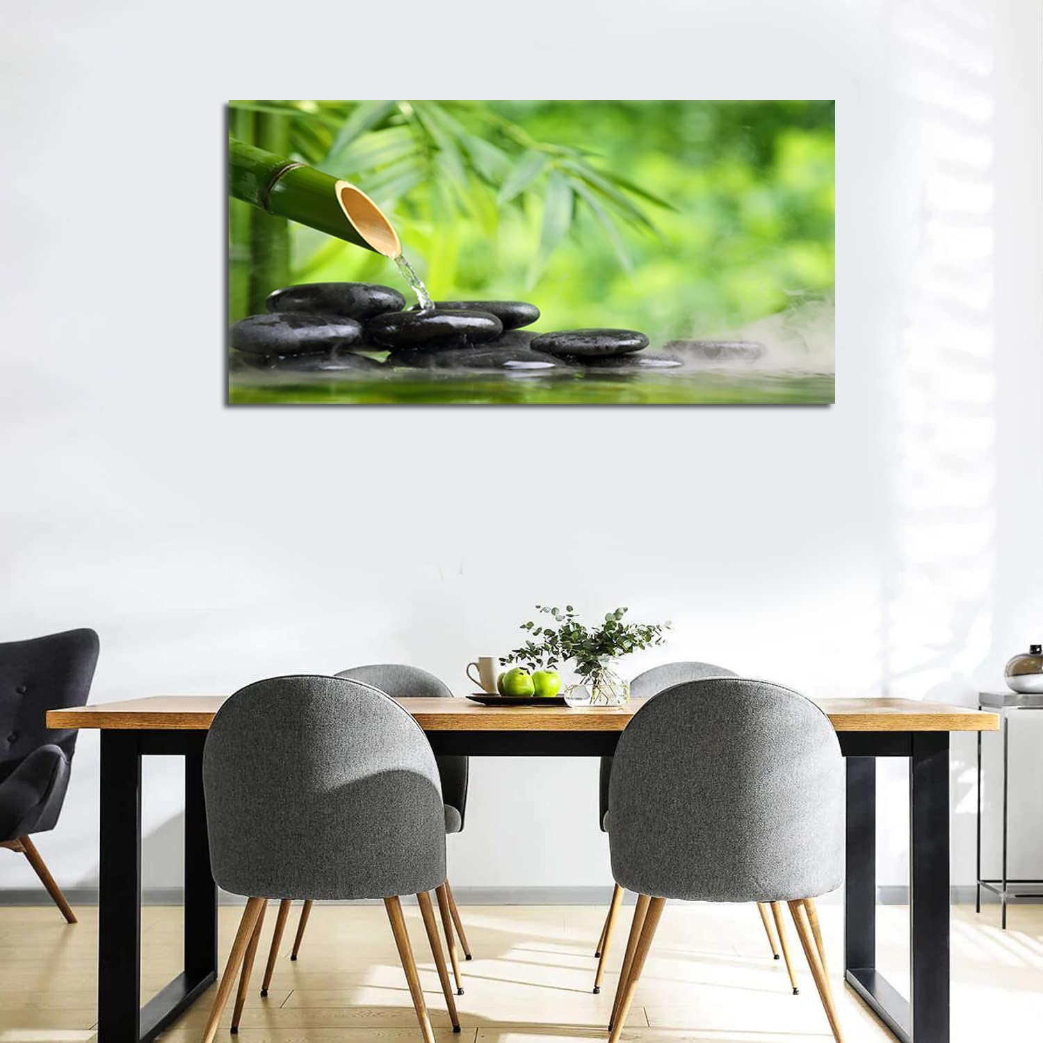 Amazon.com: AIYISU Zen Stones Canvas Wall Art Green Bamboo