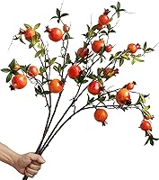 Vista 12 de Forlaoers 4 piezas de 31 pulgadas de alto, tallos de plantas falsas de bayas rojas de granada, ramas de árbol falso con frutas y hojas, flores A:4