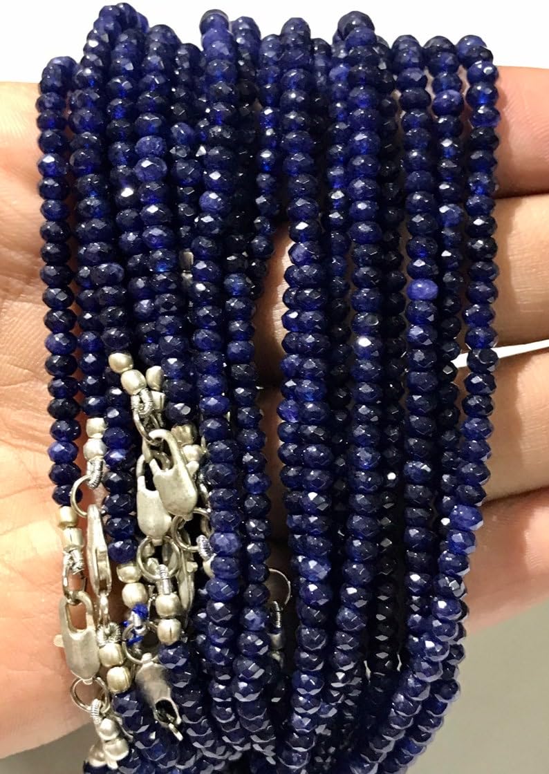 Corindon bleu naturel fini les bijoux ternes avec ces perles rondes facettées vibrantes