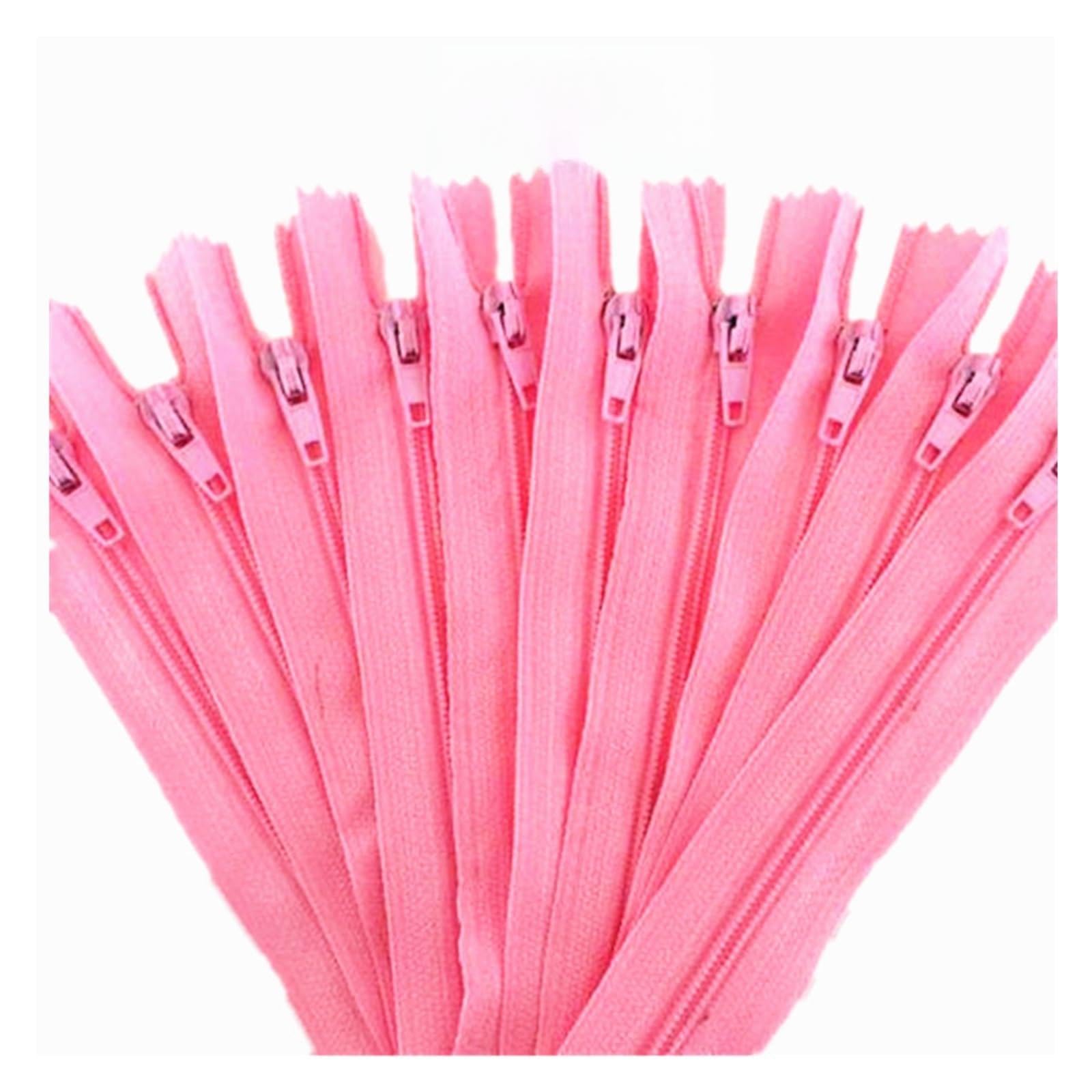 10pcs 3# Zippers for Sewing 10cm - 60cm Nylon Coil Zippers Tailor Sewer Craft Crafter's (20 Colors)(Pink,20cm)