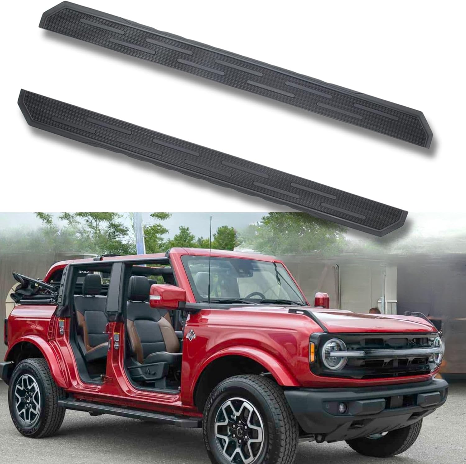 Running Boards Side Steps Pedal Nerf Bars Fit for 2021 2022 2023 2024 2025 Ford Bronco 4-Door 78in Matte Black ABS Aluminum Accessories Pedals Side Step Bar Side Steps Rock Rail
