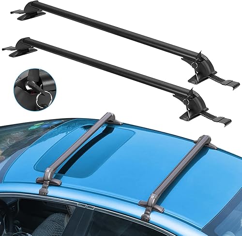 KOCASO Barras transversales universales para portaequipajes, 48 pulgadas de aluminio con cerradura antirrobo, marco de ventana ajustable para techo