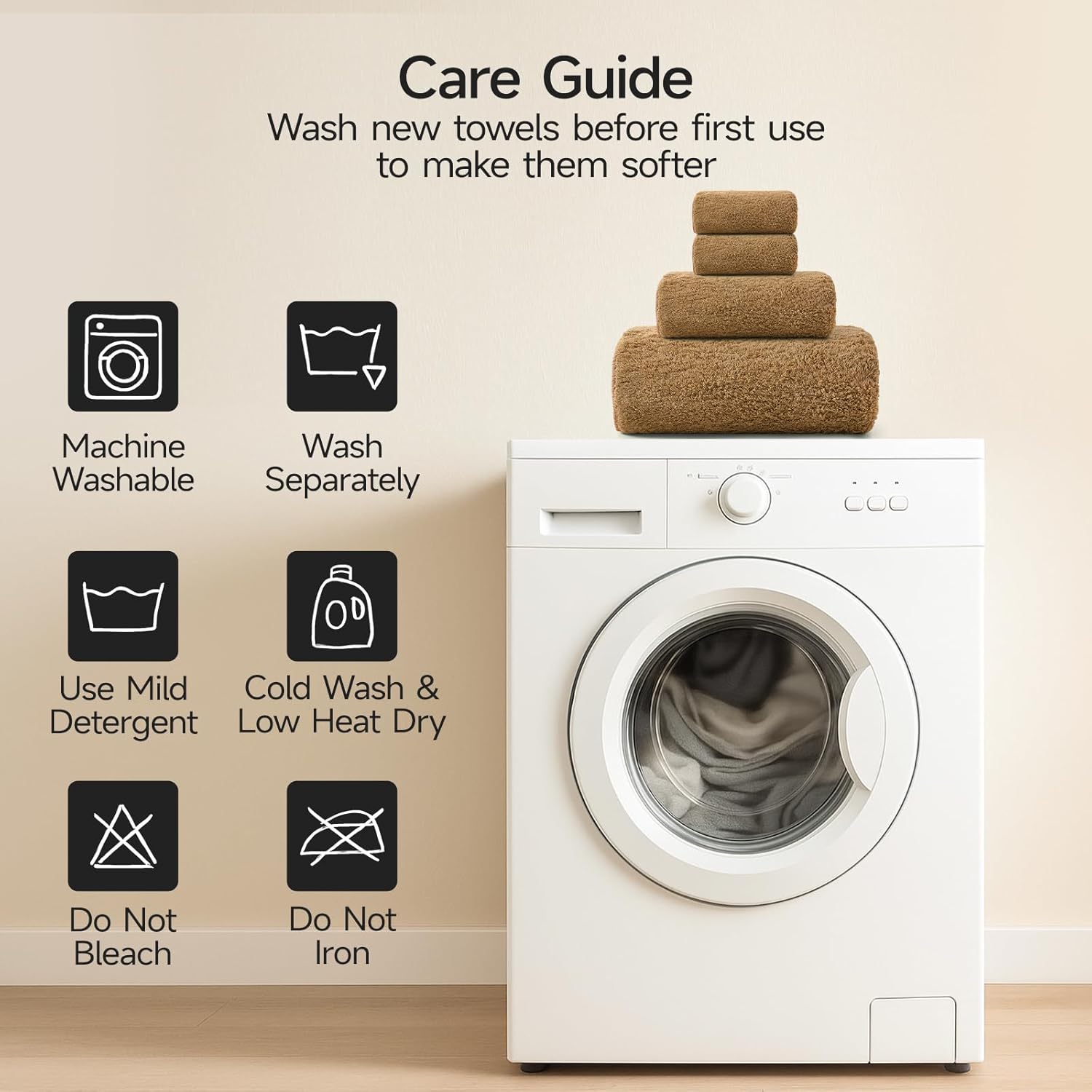 REDKISS Ultra-Plush Bath Towel Set - 900GSM Premium Thick Cotton for Bathroom & Spa, Super Absorbent Quick-Dry Bath Sheets with No Shedding (4-Piece Set for Adults, Luxury Hotel & Home Use)-Brown - Image 7