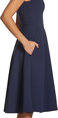 Miniatura 4 de Dress the Population Vestido midi de mujer Catalina de mangas cortas liso y acampanado