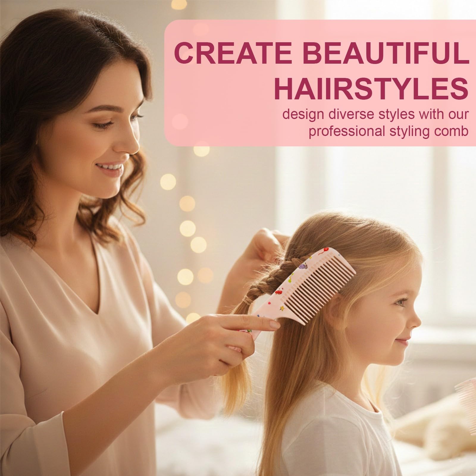 4 Pcs Spazzole per Capelli e Pettini Bambina,Set Parrucchiera Bambina,Pettine Districante per Capelli Bagnati e Asciutti,Pettine Neonato Crosta Lattea,Spazzola a Coda di Ratto Ragazze e Ragazzi
