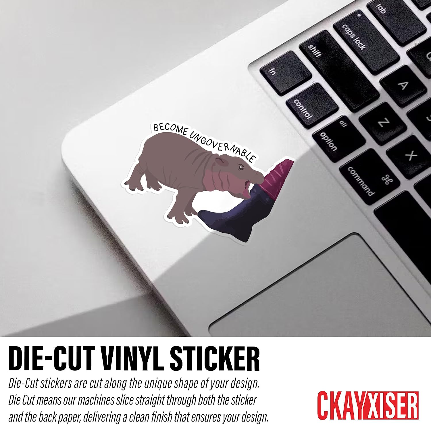 (3Pcs) Become Ungovernable Stickers Moo Deng Cute Baby Hippo Sticker Funny 3" Waterproof Die-Cut Vinyl Stickers for Laptop, Water Bottle Sticker Funny Decal Gifts for Her Him 3 Inches image 2