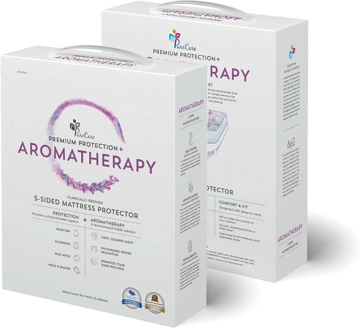 PureCare Aromatherapy 5-Sided Mattress Protector Full XL White…