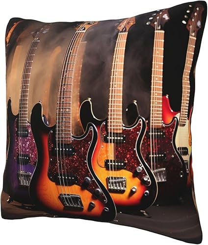 Miniatura 8 de BTCOWZRV Fundas de cojín cuadradas de 16 x 16 pulgadas, con estampado de guitarra eléctrica, fundas de cojín cuadradas para sofá, cama, sala de