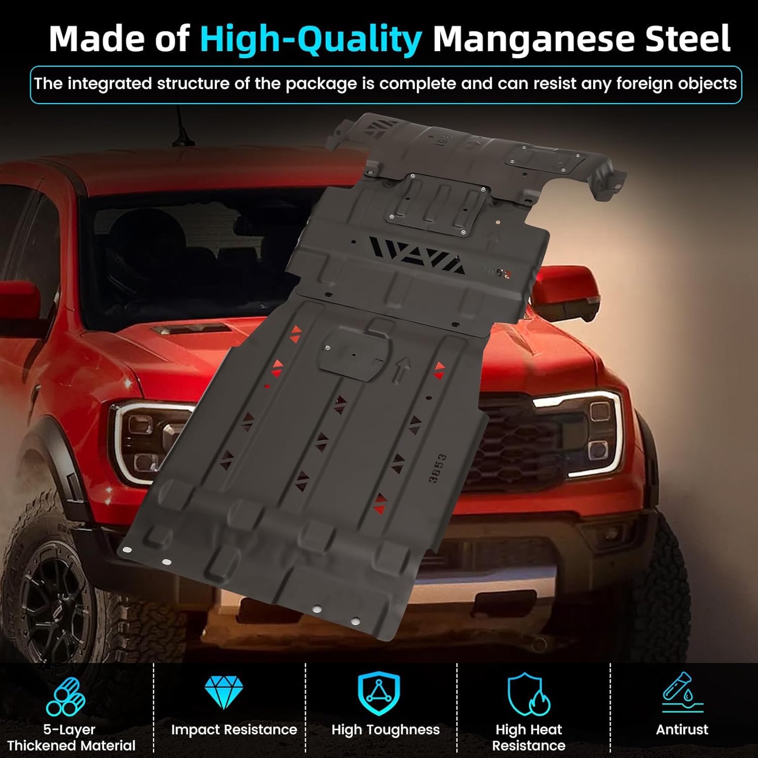 Upgraded Ford F150 Full Skid Plate Kit Fits 2015-2022 Ford F150 4WD Entire Series 2.7L EcoBoost, 3.3L, 3.5L EcoBoost, 5.0L V8 EcoBoost, with Engine Front, Drivetrain Centerand and Rear Axle Protection