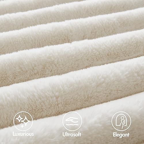 Miniatura 8 de Madison Park Juego de edredón reversible de felpa de piel sintética para cama tamaño King, juego de ropa de cama lujoso de terciopelo acanalado para