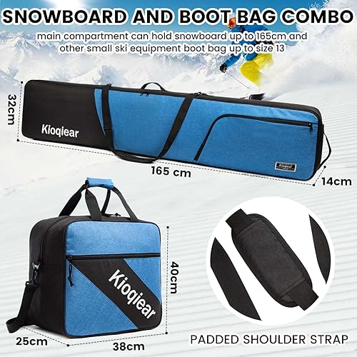 Miniatura 2 de Combo acolchado de snowboard y bolsa para botas, perfecto para snowboard de hasta 65.0in y botas de hasta la talla 13, incluye 1 bolsa acolchada