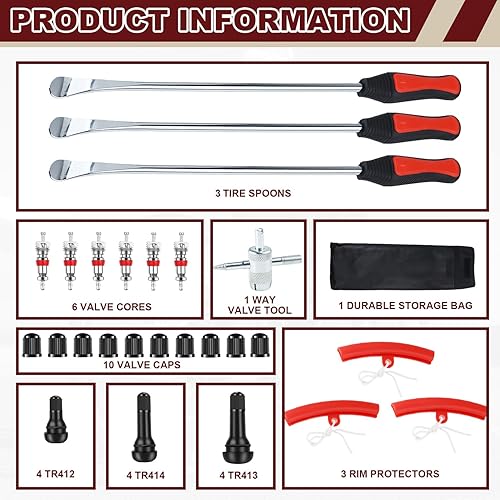 Miniatura 5 de Riseuvo Kit de cuchara de neumático de 15 pulgadas, kit de cambio de neumáticos para motocicleta, bicicleta, cortacésped, tractor, ATV, juego de