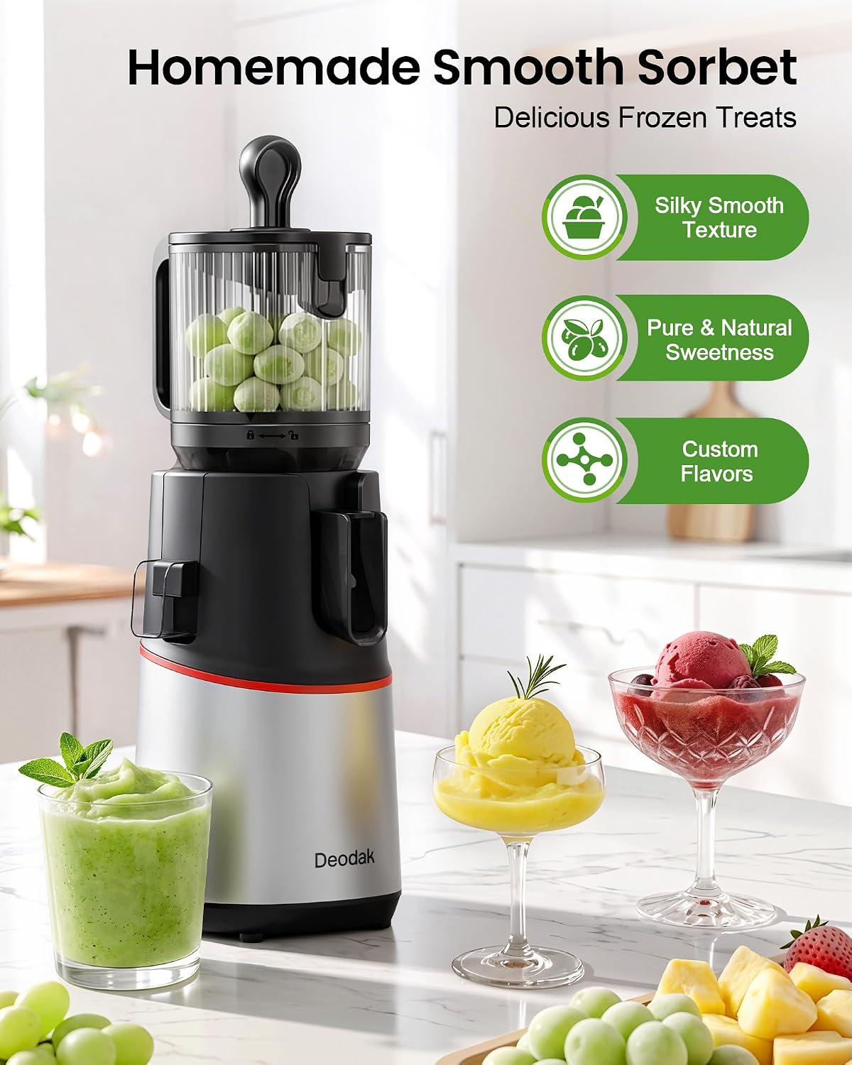 Cold Press Juicer, 3-in-1 Slow Masticating Juicer Machine | 4.72" Feed Chute, High Juice Yield, Easy Cleaning, Quiet Operation, Fresh Drinks & Frozen Treats