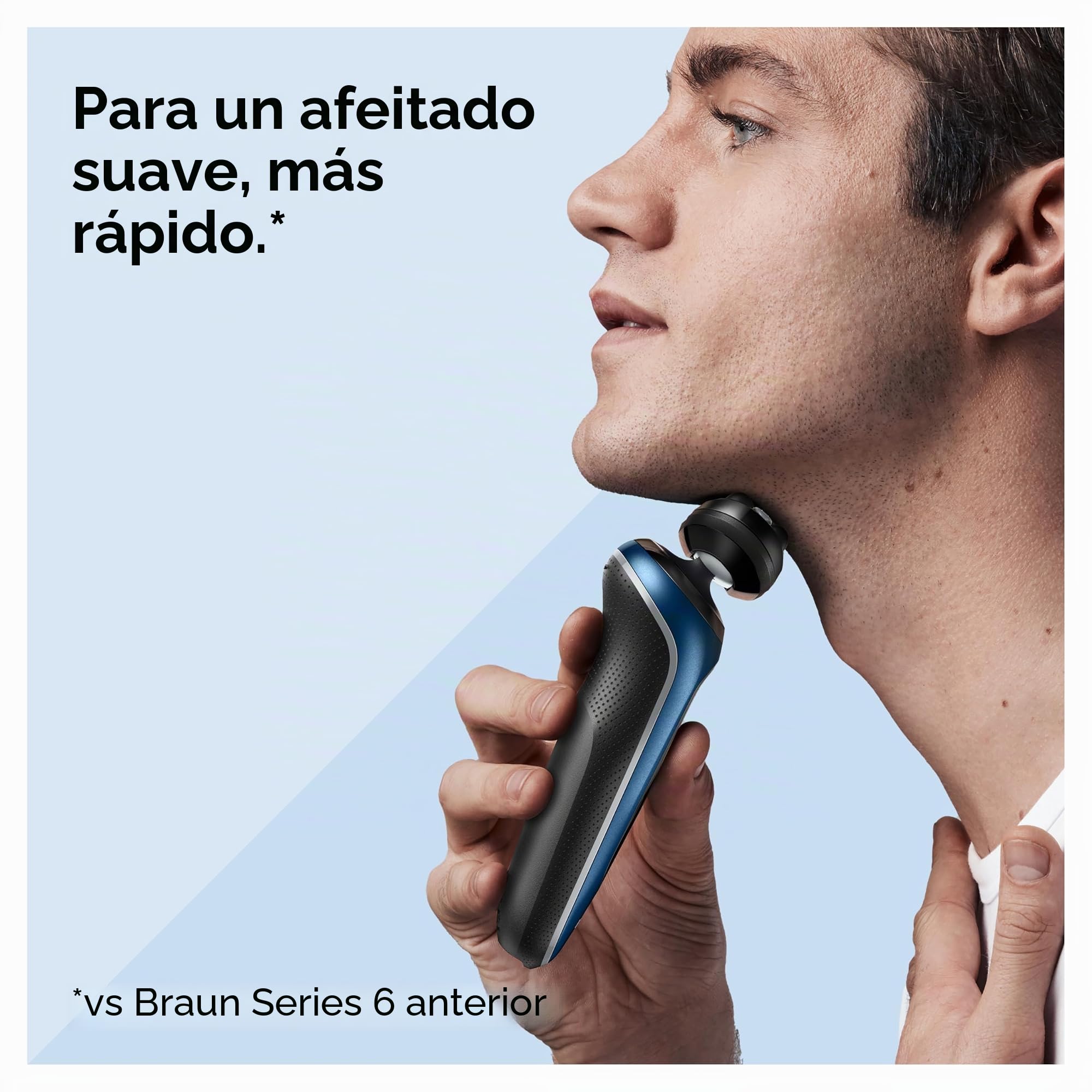 Braun Afeitadora eléctrica para hombre, serie 6 6120s, afeitado en seco y húmedo, modo turbo y delicado, con recortador de precisión y estuche, azul