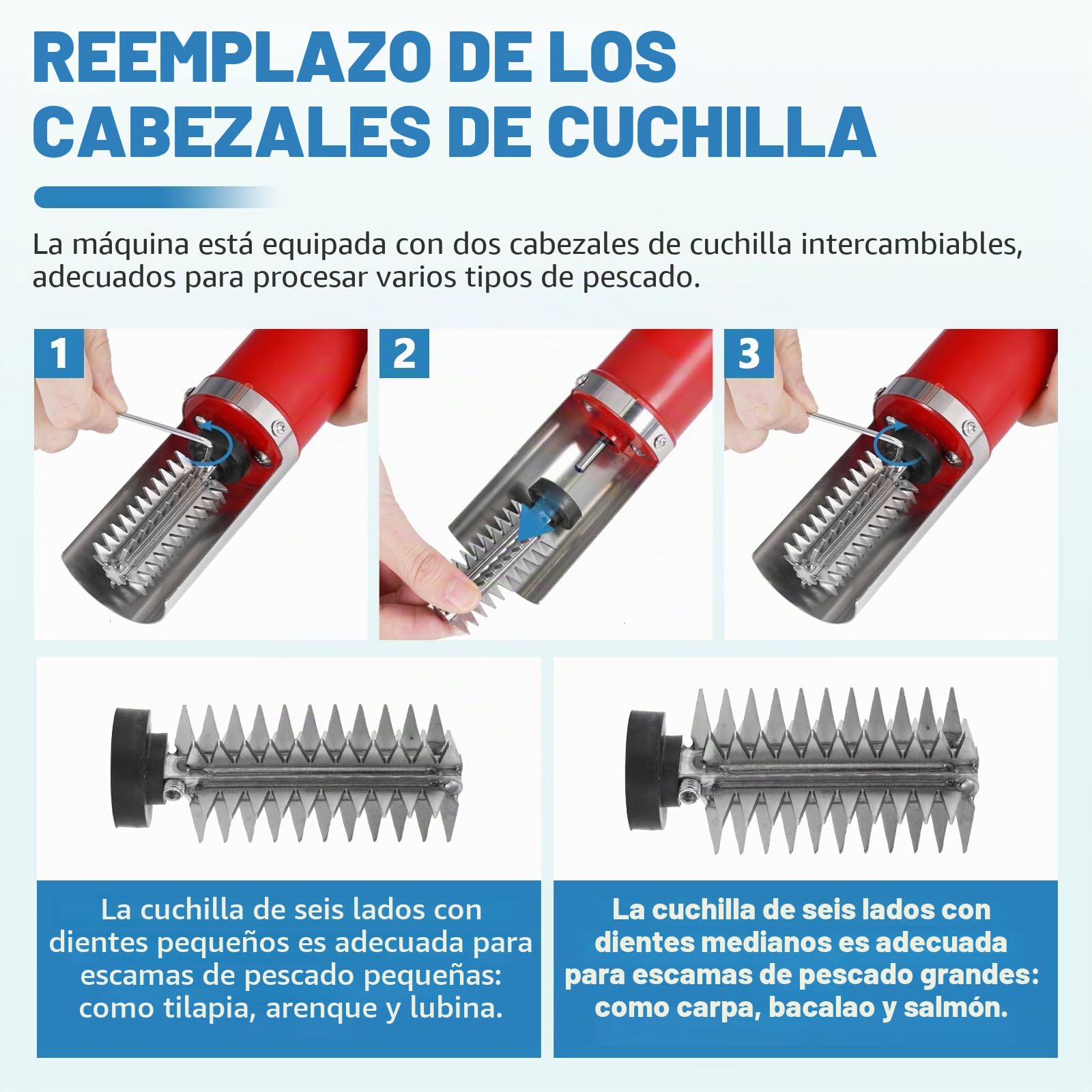 MXBAOHENG Escamador de Pescado Profesional eléctrico 120 W 6500 RPM escamador eléctrico Escalador Pescado eléctrico raspador Apto para como salmón/atún Rojo/Trucha/Arenque