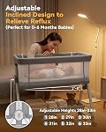 Baby Bassinet Bedside Sleeper, Madewell Living 4-in-1 Bedside Bassinet with Wheels, 6-Height Adjustable Bassinet with Soft Mattress, Mosquito Net for Newborns & Infants