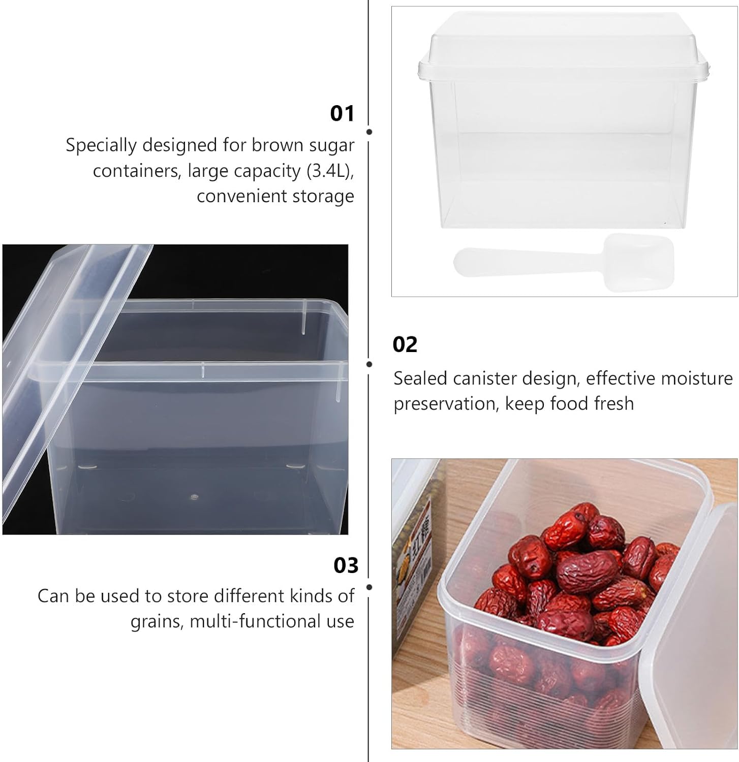 MAGICLULU Airtight 3.4l Sugar and Flour Storage Container with Spoon, Large Sealed Food Storage Jar for Pantry Organization and Moisture Protection