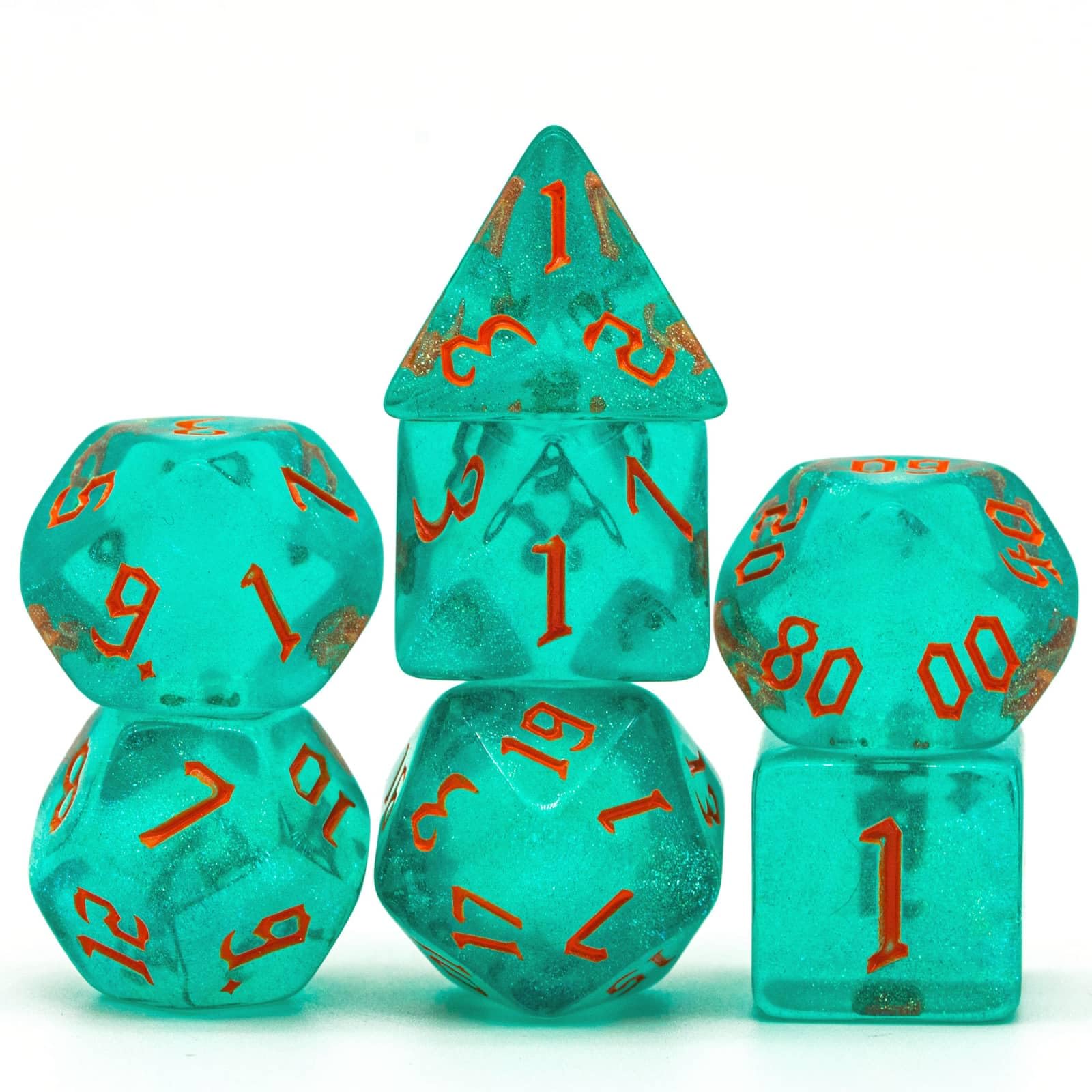 Cusdie 7Pcs/Set DND Dice Set D&D Polyhedral Dice for Dungeons and Dragons TTRPG Role Playing Dice Games RPGs (Blue with Sickle Font)