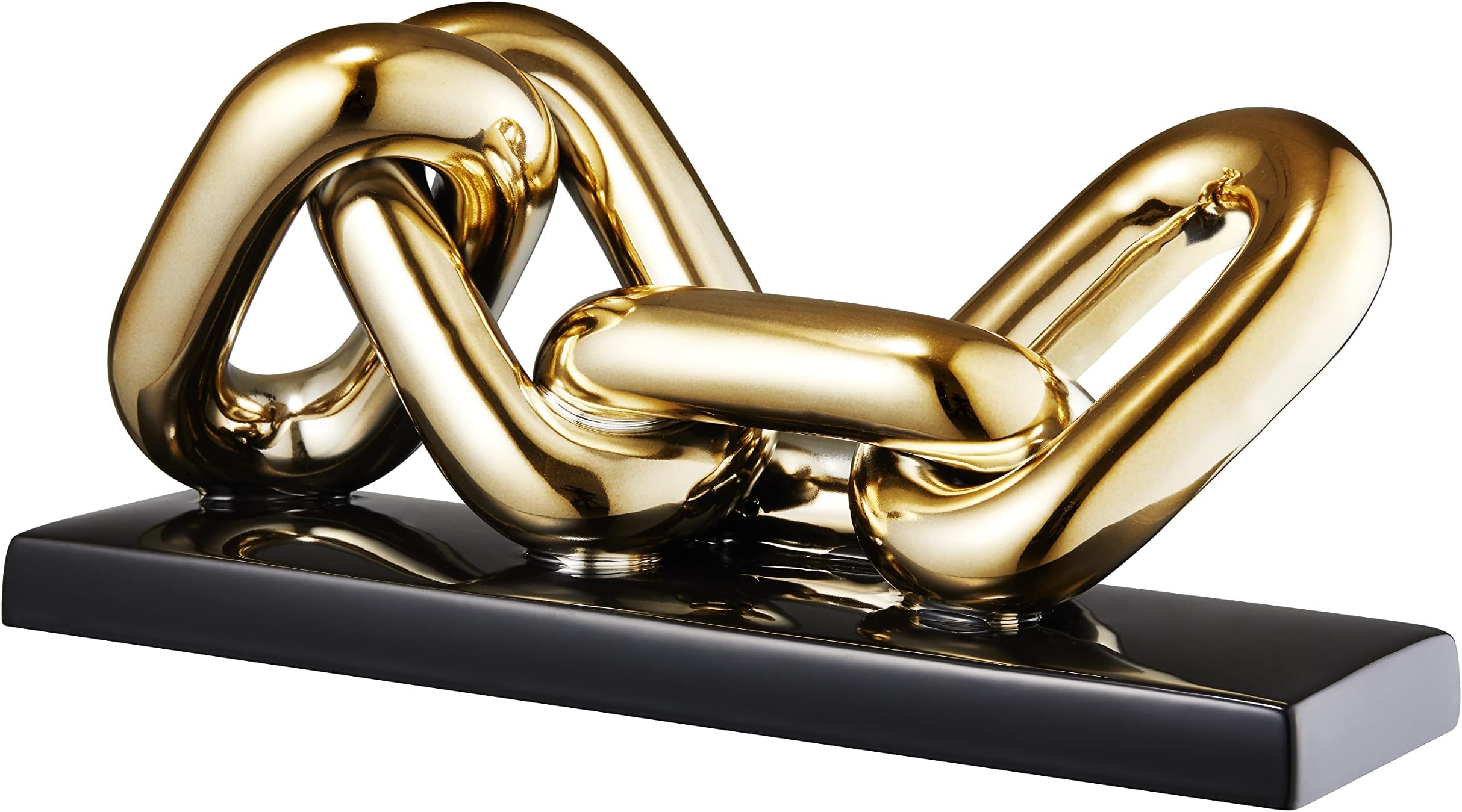 Modern Gold Chain Decor for Living Room - Home Coffee Table Sculpture - Modish Console, Shelves Art Pieces - Abstract Ceramic Decorations for House