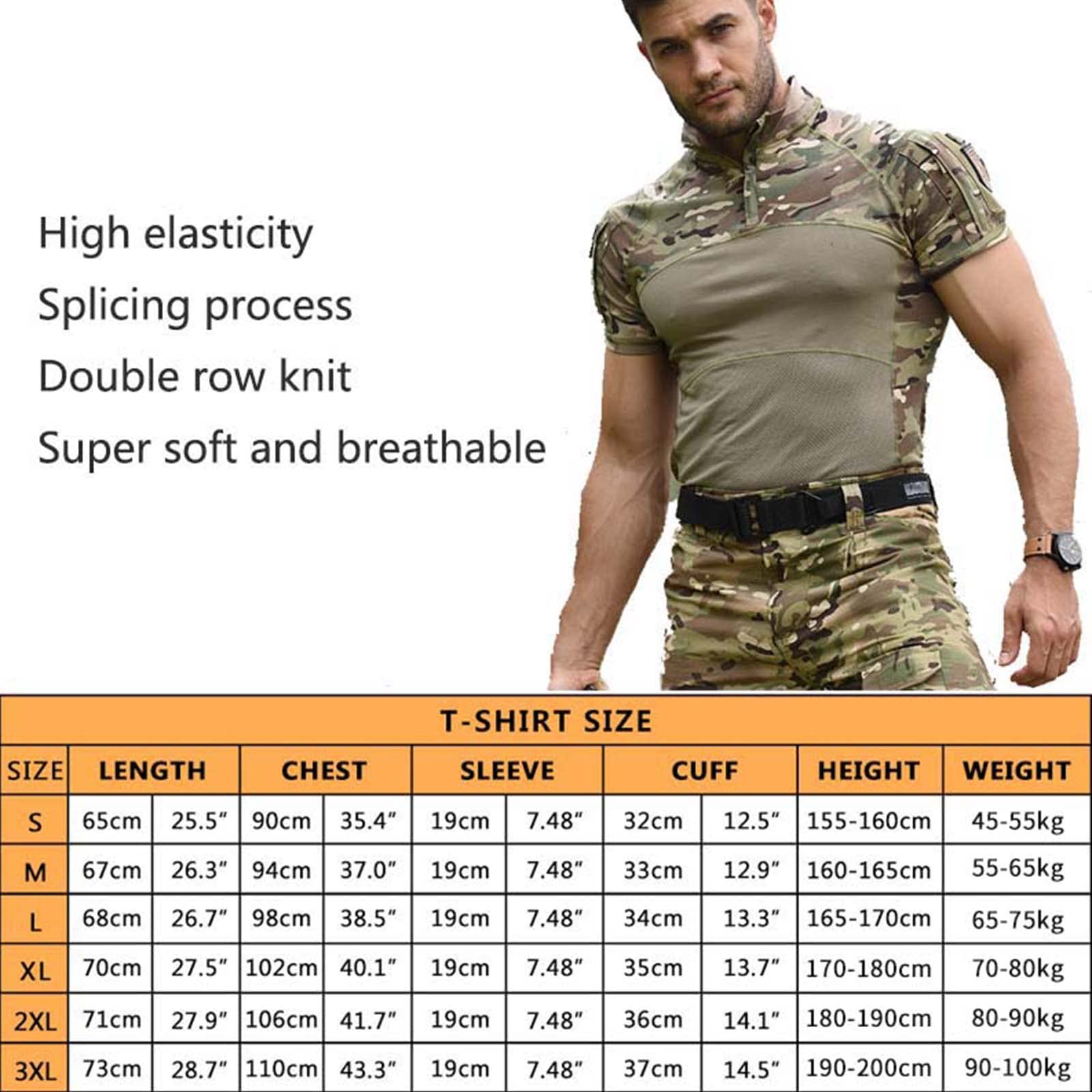 Camicia tattica militare da uomo, Cs Tiro Caccia Camicette mimetiche militari T Shirt, Top ad asciugatura rapida traspirante all'aperto.