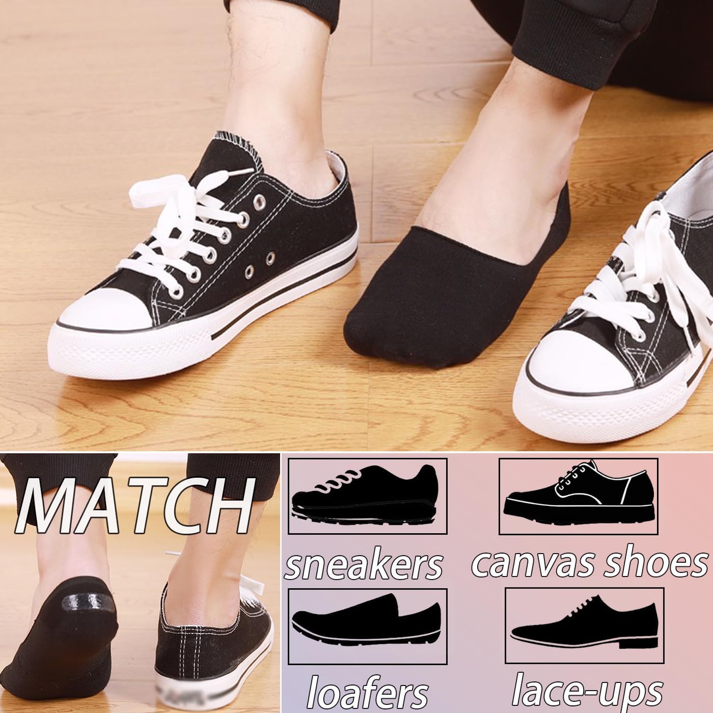 CHUNFO Mens No Show Socks Plus Size Cotton Invisible Loafers Short Sock Breathable Size 9.5-13.5