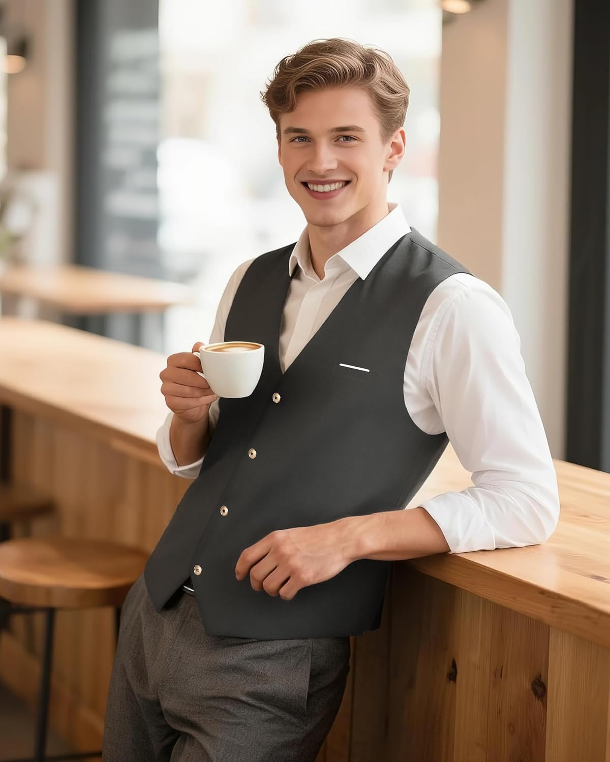 Men's Suit Vest Mens Classic Casual Business Dress Vests with Pockets for Business Formal Wedding Prom - Image 7
