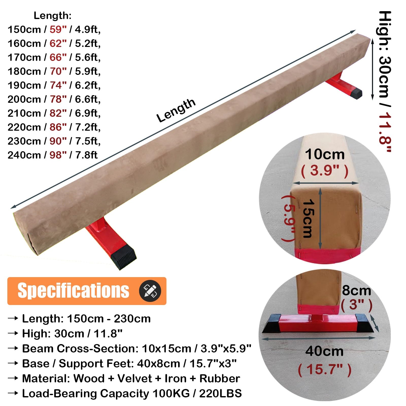 Schwebebalken Anfänger Üben Balken Für Kleine Turnerinnen Und Turner, Gymnastik Fertigkeiten Training Balance Beam Mit Anti-Rutsch-Boden, Kindergarten Sportgeräte, Geschenke Für Mädchen Kinder