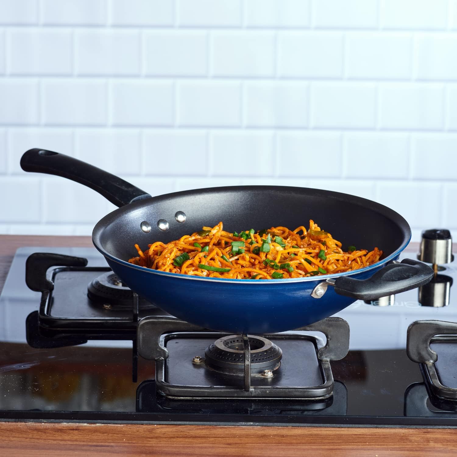 Vinod Zest Non-Stick 3mm Thick PFOA-Free Wok, 11", Black