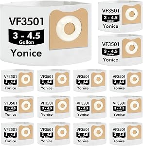 15 Pack VF3501 Vacuums Bags Size C Compatible for Ridgid & Workshop 3-4.5 Gallon Vacuums, Disposable Dust Collection Filter Bags Replace Part# 23738 VF3501 WS32045F