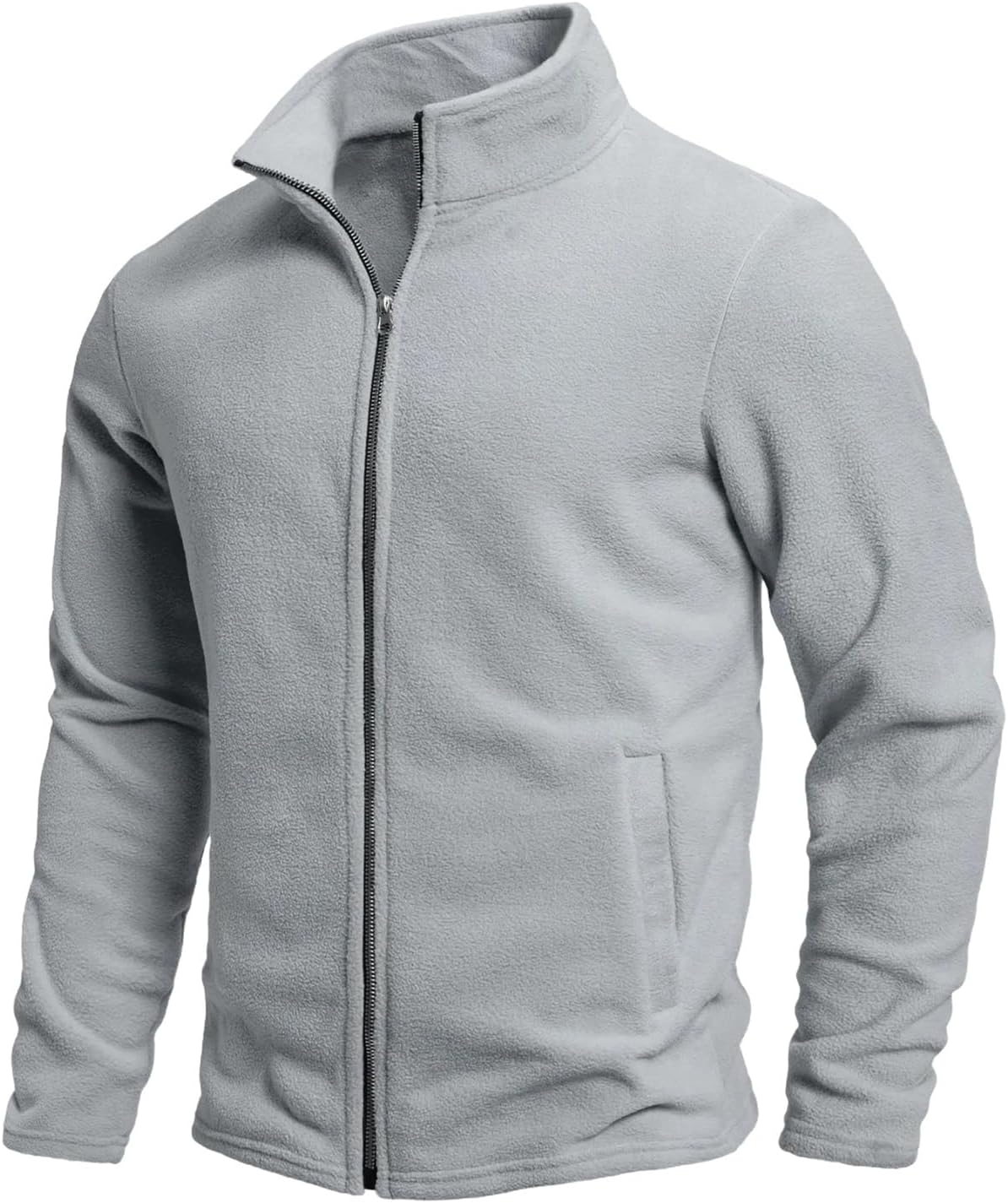 Men’s Polar Fleece Jacket Stand Collar Warm Casual Outdoor Coat