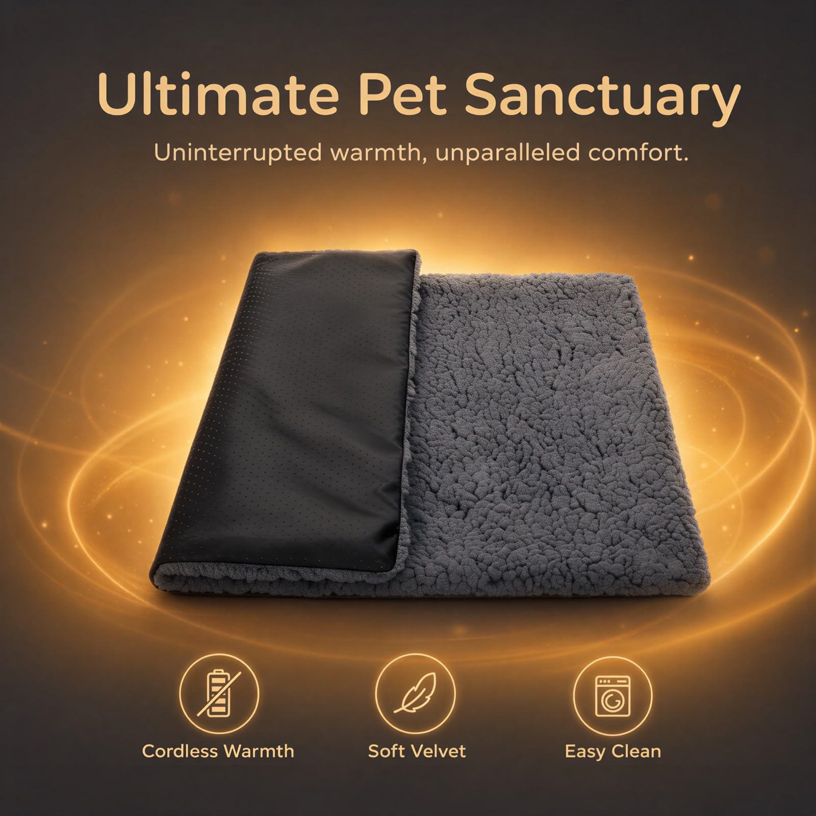 Selbstwärmende Haustiermatte, thermische Hundematte mit weichem Lammvelours, ohne Strom, Katzenmatte für den Winter, rutschfeste Liegeauflage für Boxen und Kennel, waschbar für innen