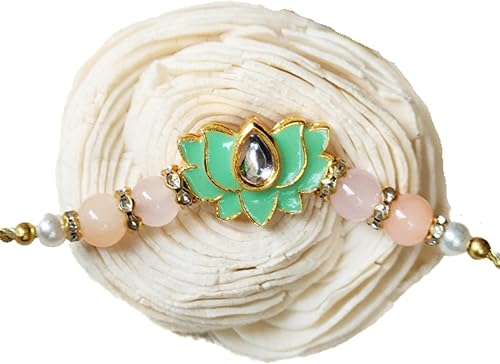 Vista 5 de Rakhi adulto Rakhi para hermano Rakhi para Bhaiya combo de mauli Rakhi hecho a mano con tarjeta de felicitación y Roli Chawal Rakshabandhan moli