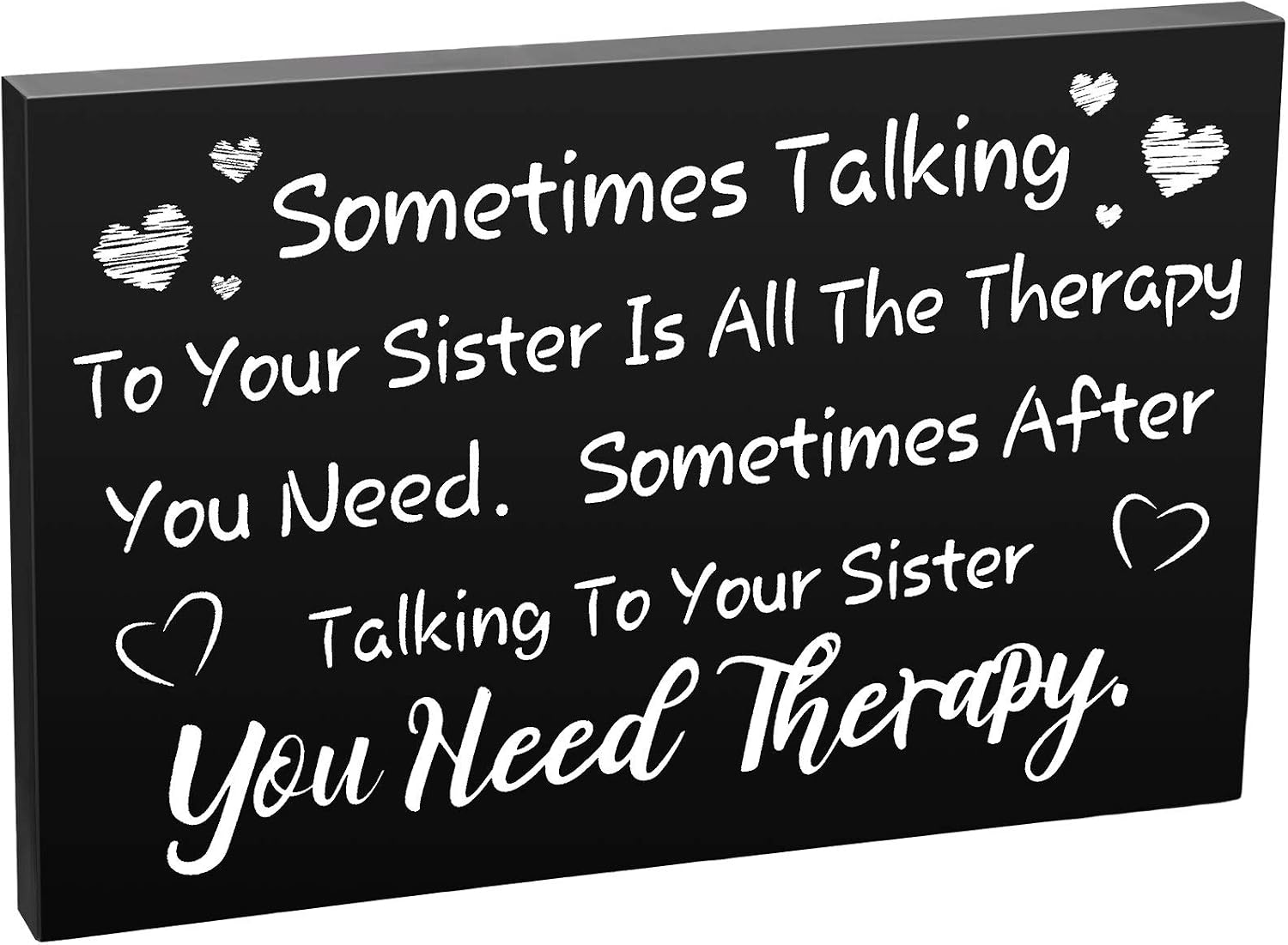 Healing Wooden Box Ornament Gift for Sister Signs Christmas Friends Sign Girl Room Decor Sometimes Talking to Your Sister Is All the Therapy You Need Centerpiece Wooden Blocks Graduation Birthday()