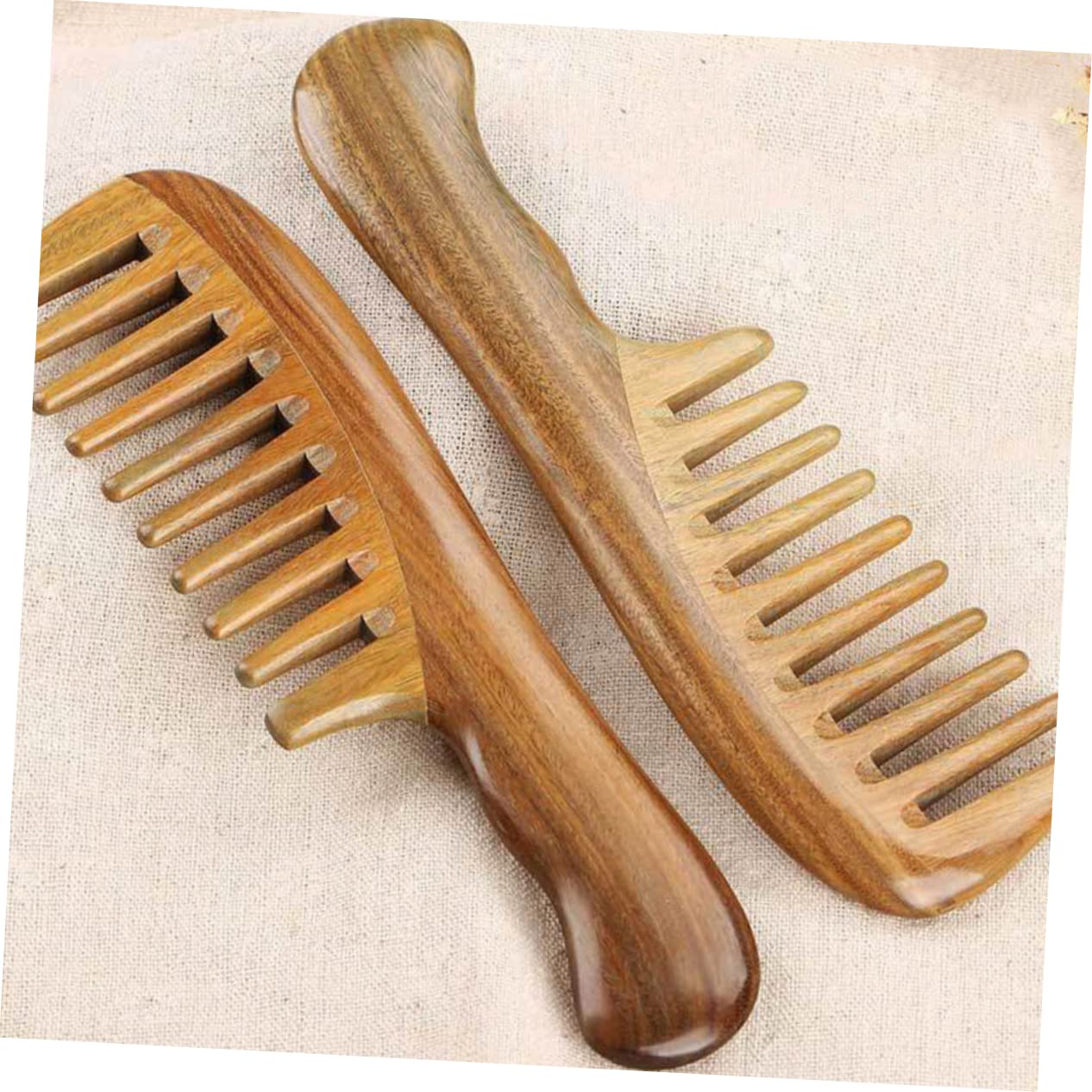 Peine de Masaje de Dientes Anchos de Sándalo Color Caqui